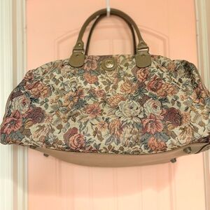 Vintage Jordache Floral Tapestry Duffel Bag - 90s Weekender Travel Bag